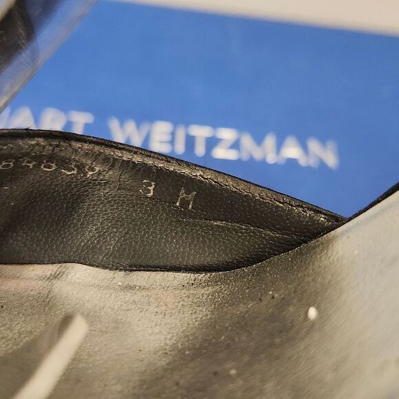 (image for) Stuart Weitzman Black Satin Crystal Rhinestone Jeweled T-strap Pumps Sz.8 $425